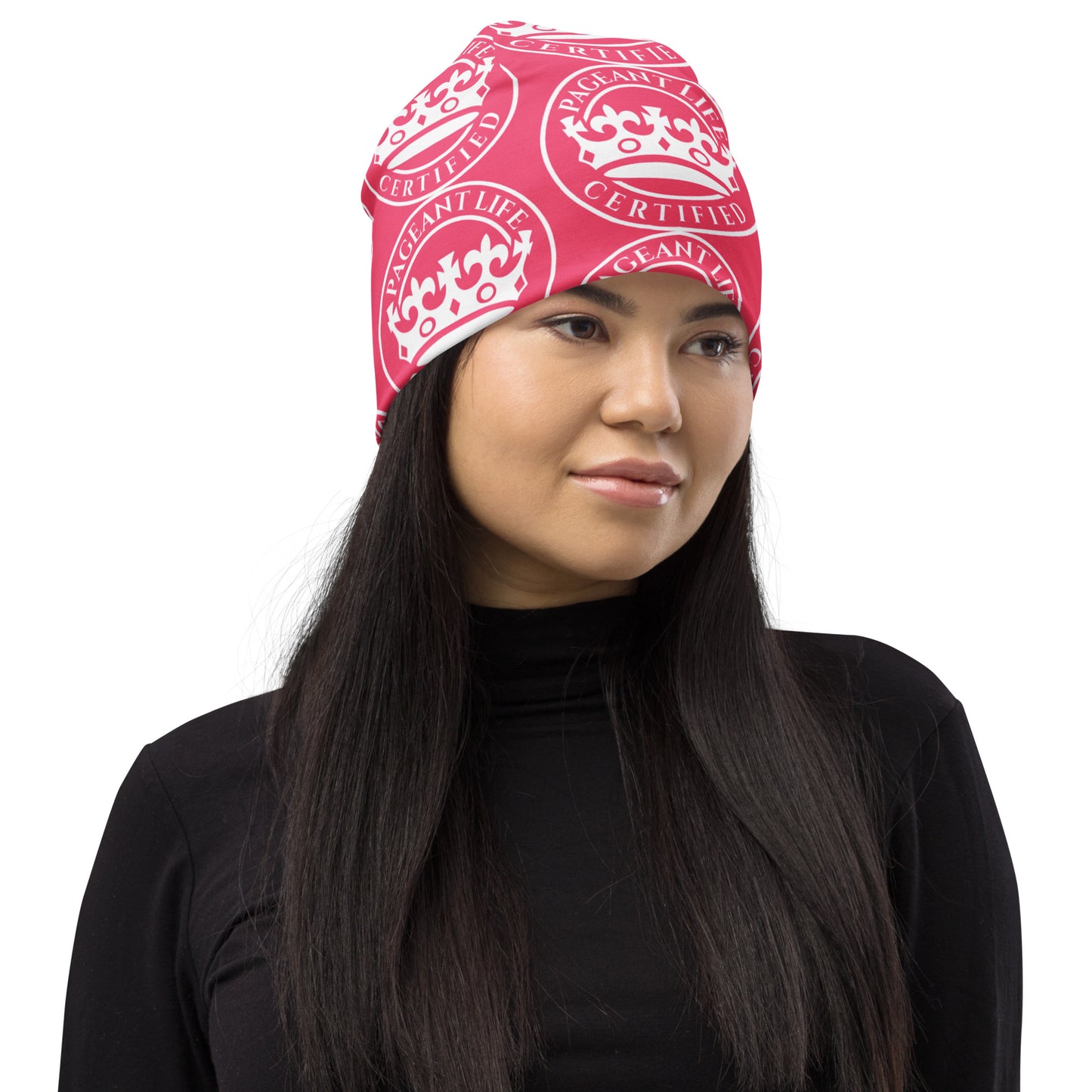 Pink and White Pageant Life Certified Beanie