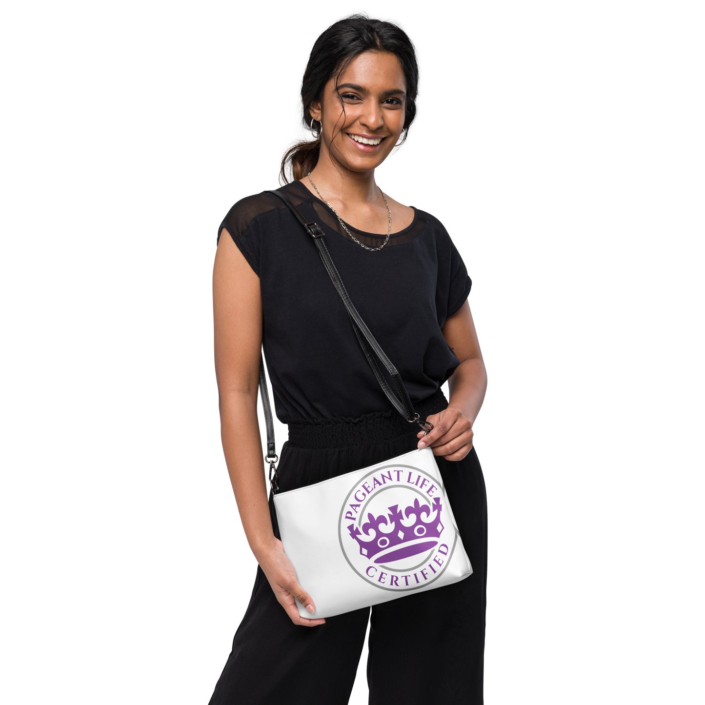 Purple Silver and White Pageant Life Certified Crossbody bag