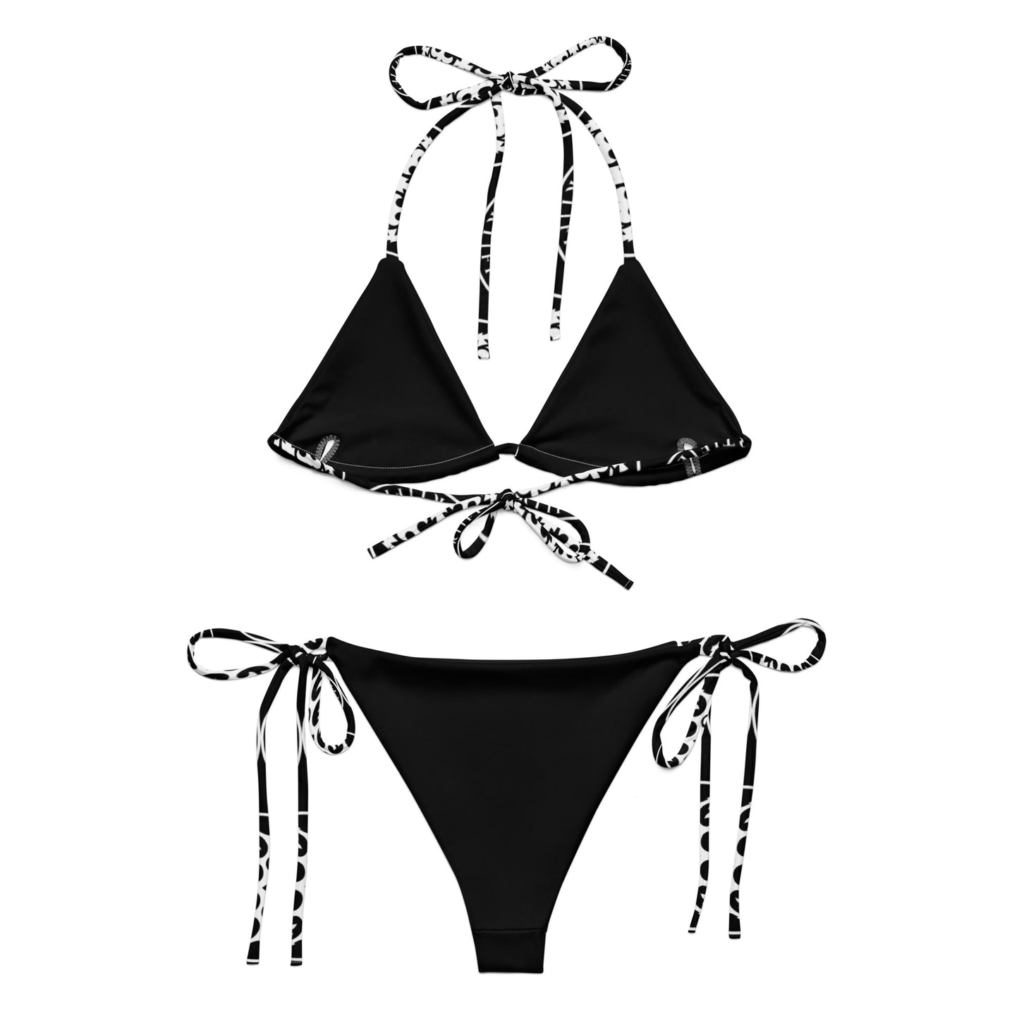 Black and White Pageant Life Certified All-over print string bikini