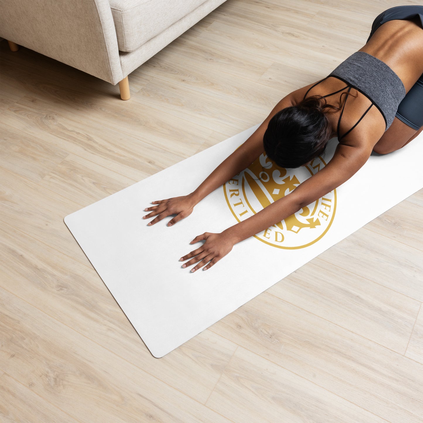 Gold and White Pageant Life Certified Yoga mat