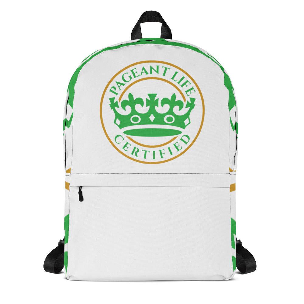 Green and White Pageant Life Certified Backpack