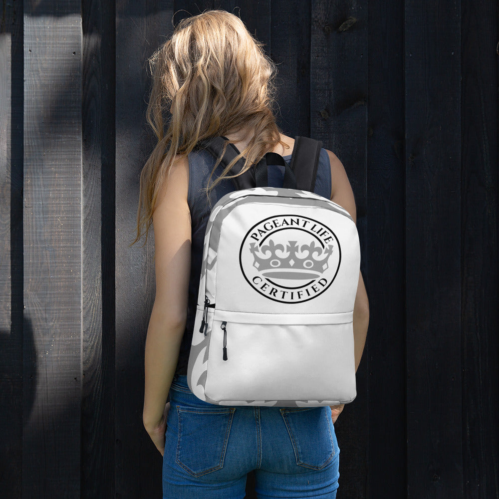 White and Silver Pageant Life Certified Backpack