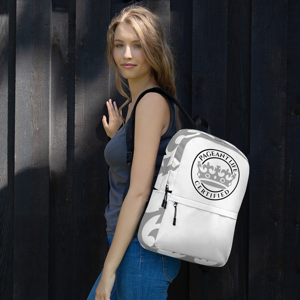 White and Silver Pageant Life Certified Backpack