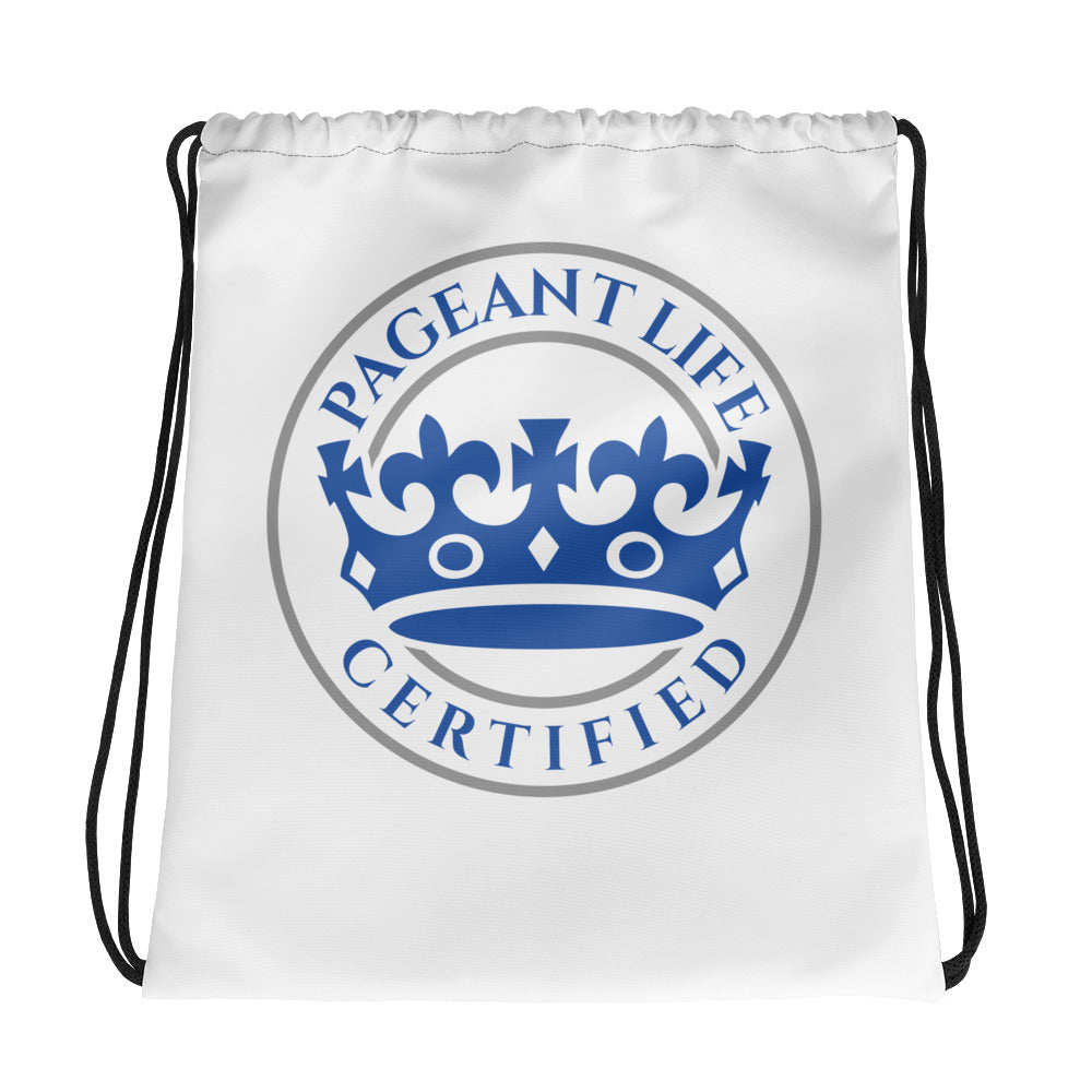 Blue and White Pageant Life Center Drawstring bag