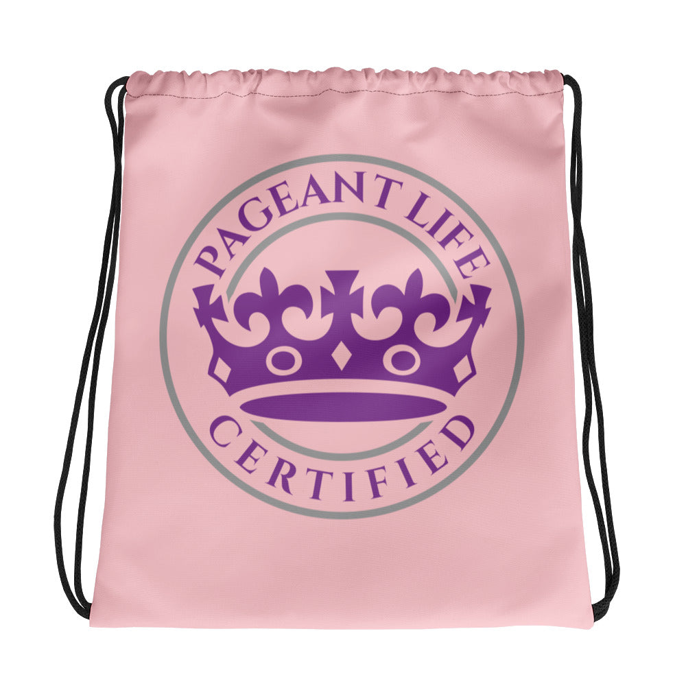 Pink and Purple Pageant Life Certified Drawstring bag