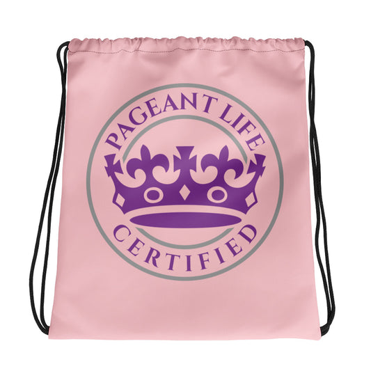 Pink and Purple Pageant Life Certified Drawstring bag