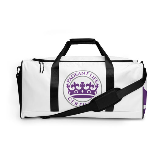 Purple and White Pageant Life Certified Duffle bag