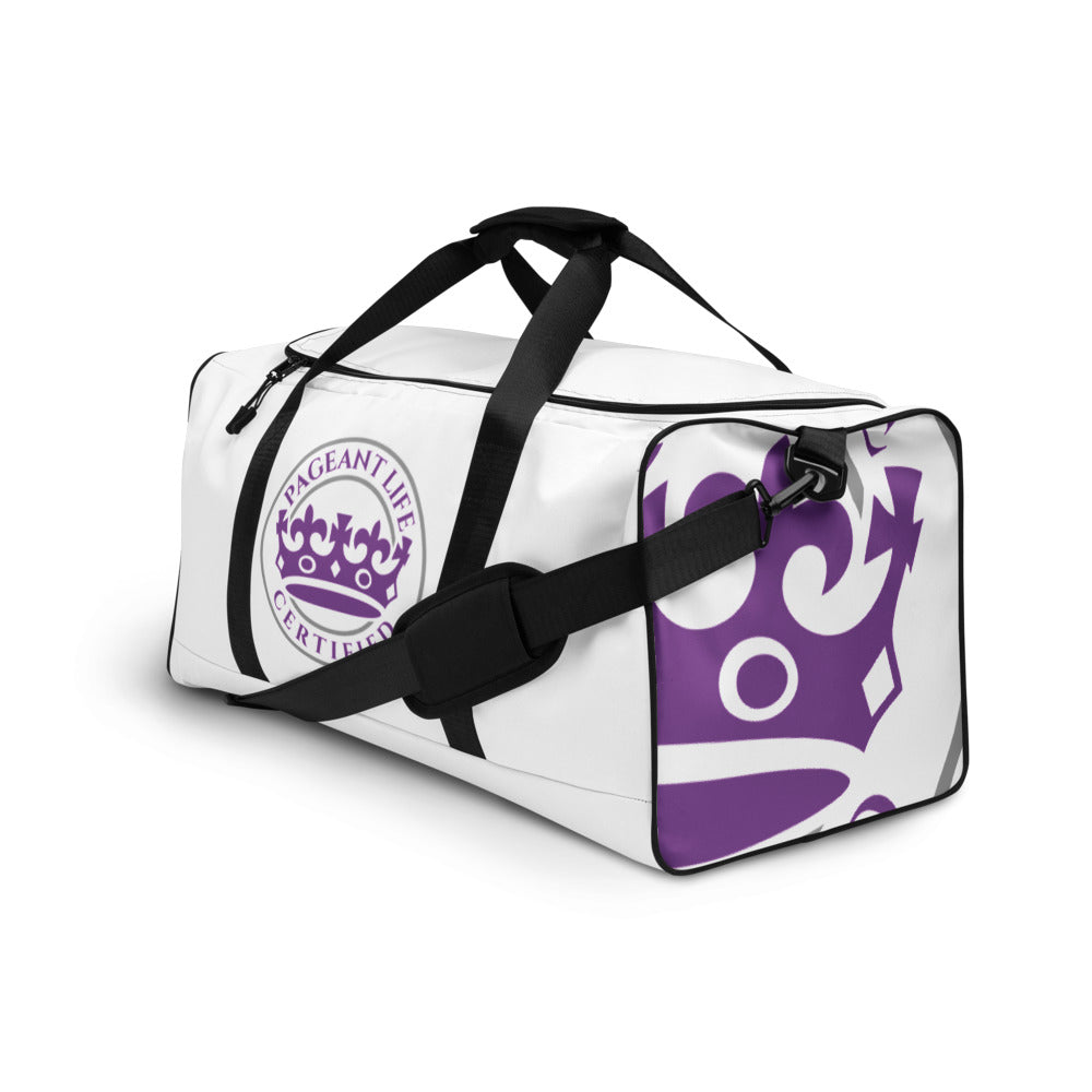 Purple and White Pageant Life Certified Duffle bag