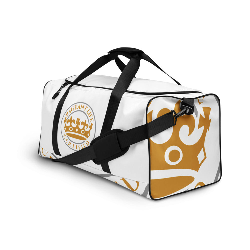 White and Gold Pageant Life Certified Duffle bag