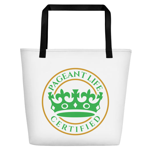 Green and White Pageant Life Certified Beach Bag