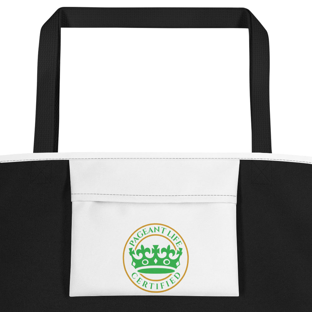 Green and White Pageant Life Certified Beach Bag
