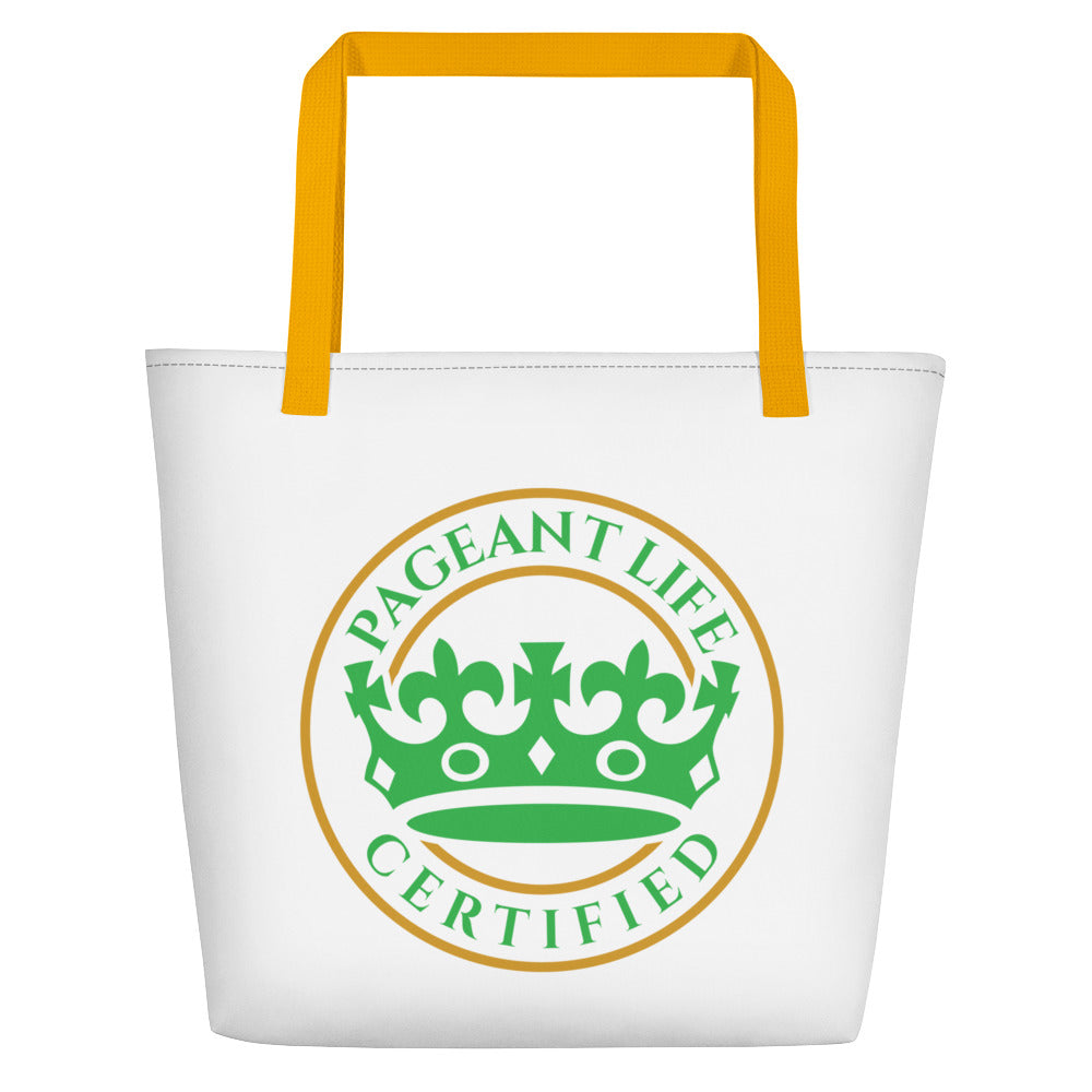 Green and White Pageant Life Certified Beach Bag