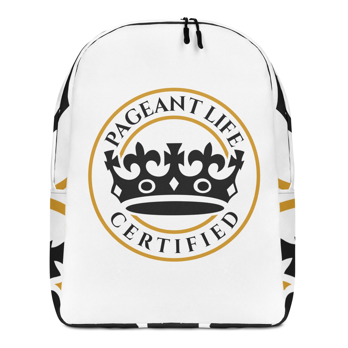 Black and Gold/ White Pageant Life Certified Minimalist Backpack