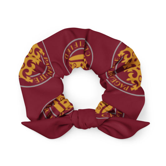 Burgundy and Gold Pageant Life Certified Scrunchie