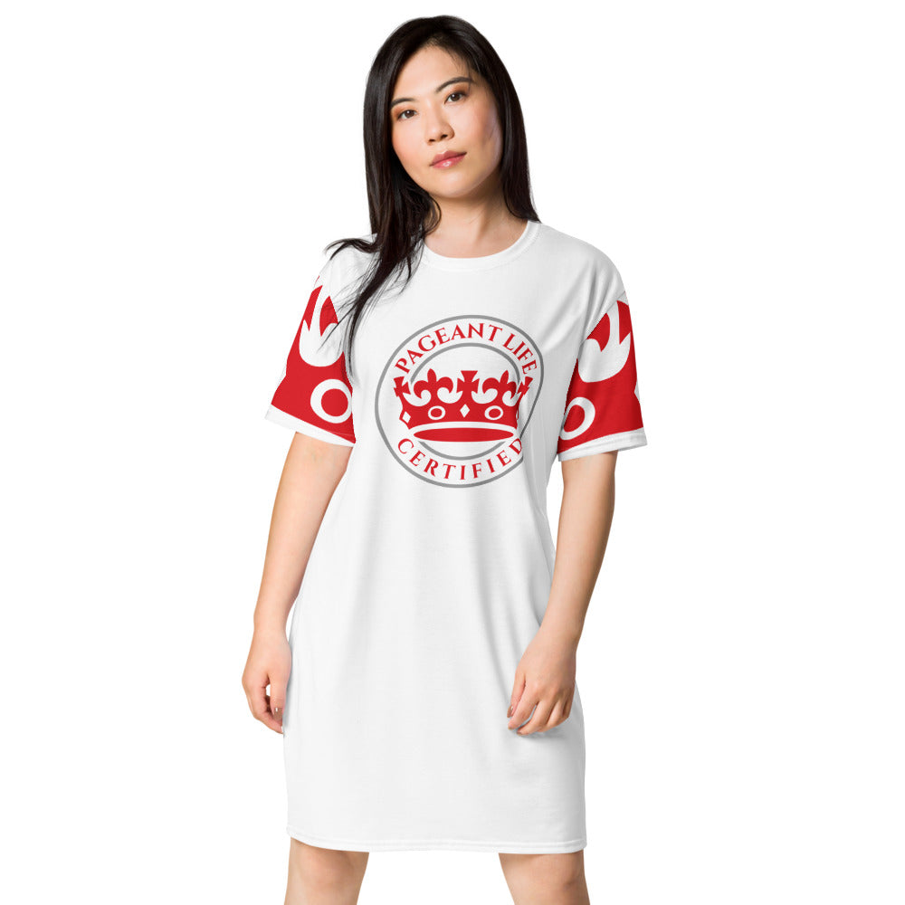 Red and White Pageant Life Certified T-shirt dress
