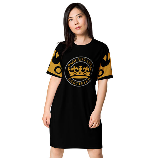 Black and Gold Pageant Life Certified T-shirt dress