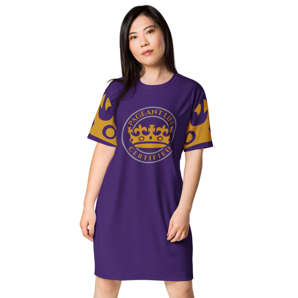 Purple and Gold Pageant Life Certified T-shirt dress