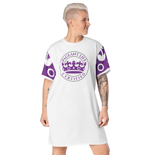 Purple and White Pageant Life Certified T-shirt dress