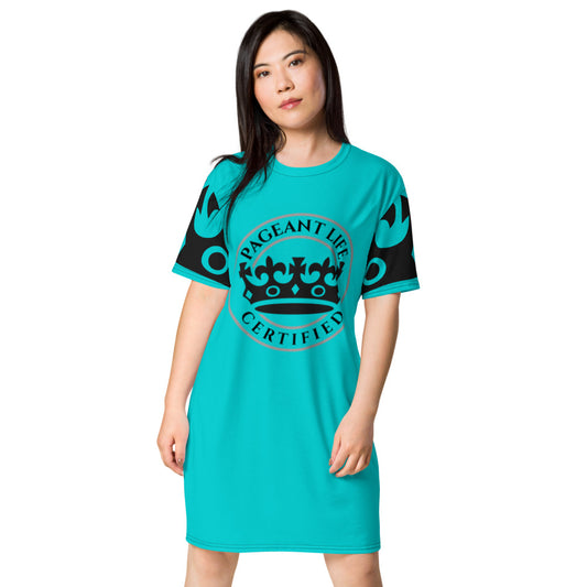 Black and Turquoise Pageant Life Certified T-shirt dress
