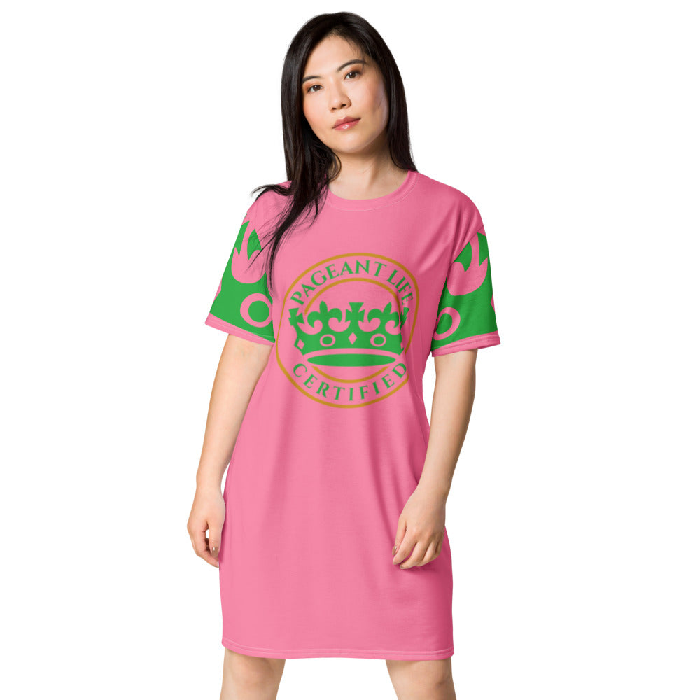 Pink and Green Pageant Life Certified T-shirt dress
