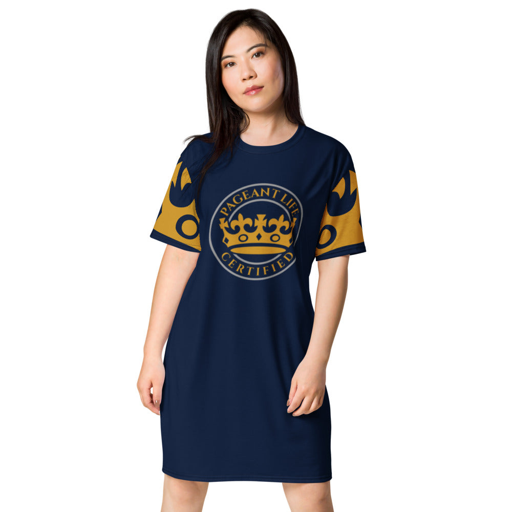 Navy and Gold Pageant Life Certified T-shirt dress