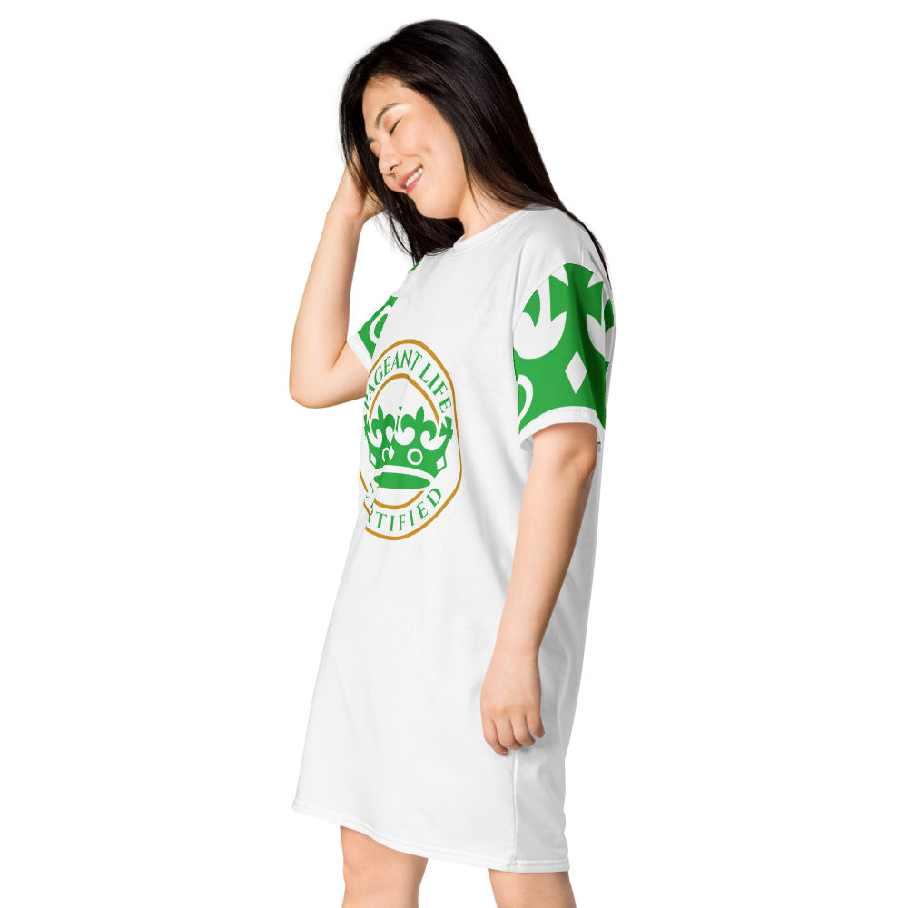 Green and White Pageant Life Certified T-shirt dress