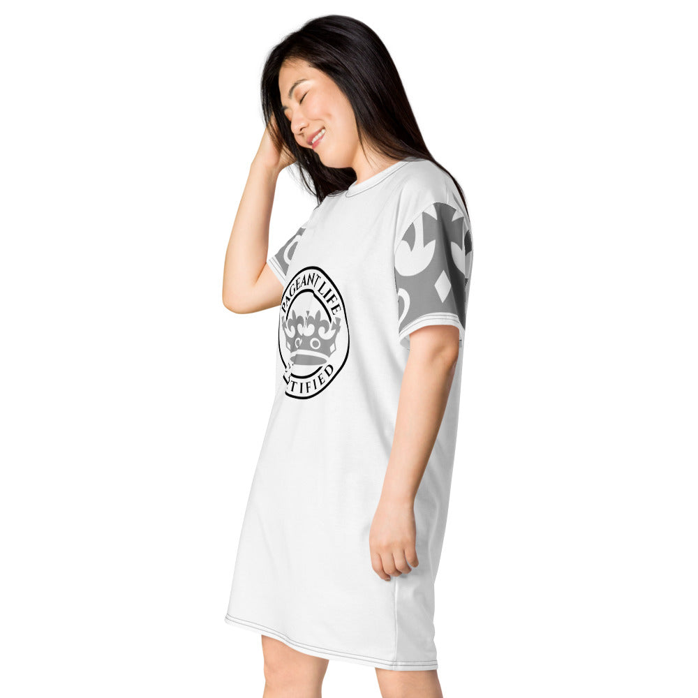 White and Silver Pageant Life Certified T-shirt dress