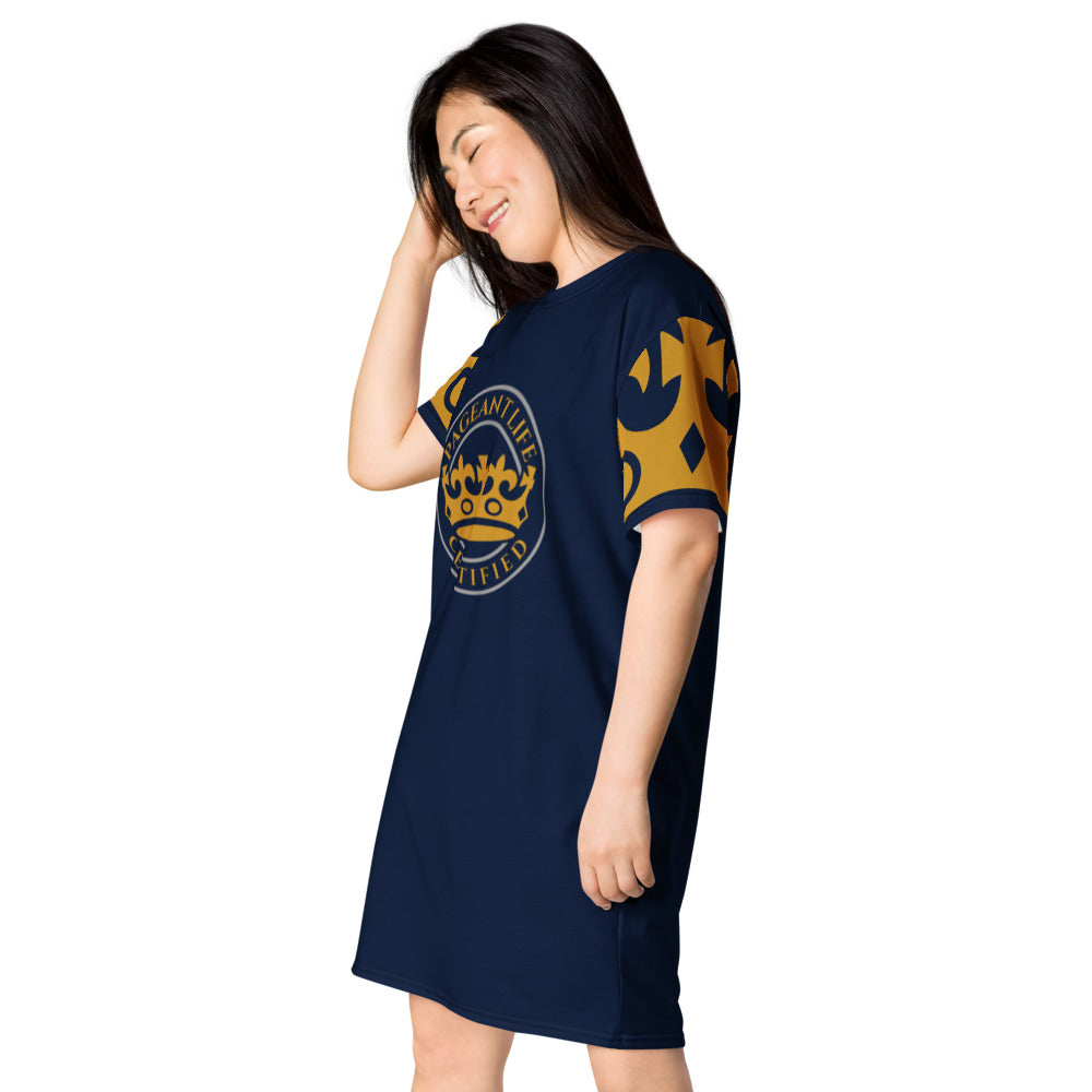 Navy and Gold Pageant Life Certified T-shirt dress