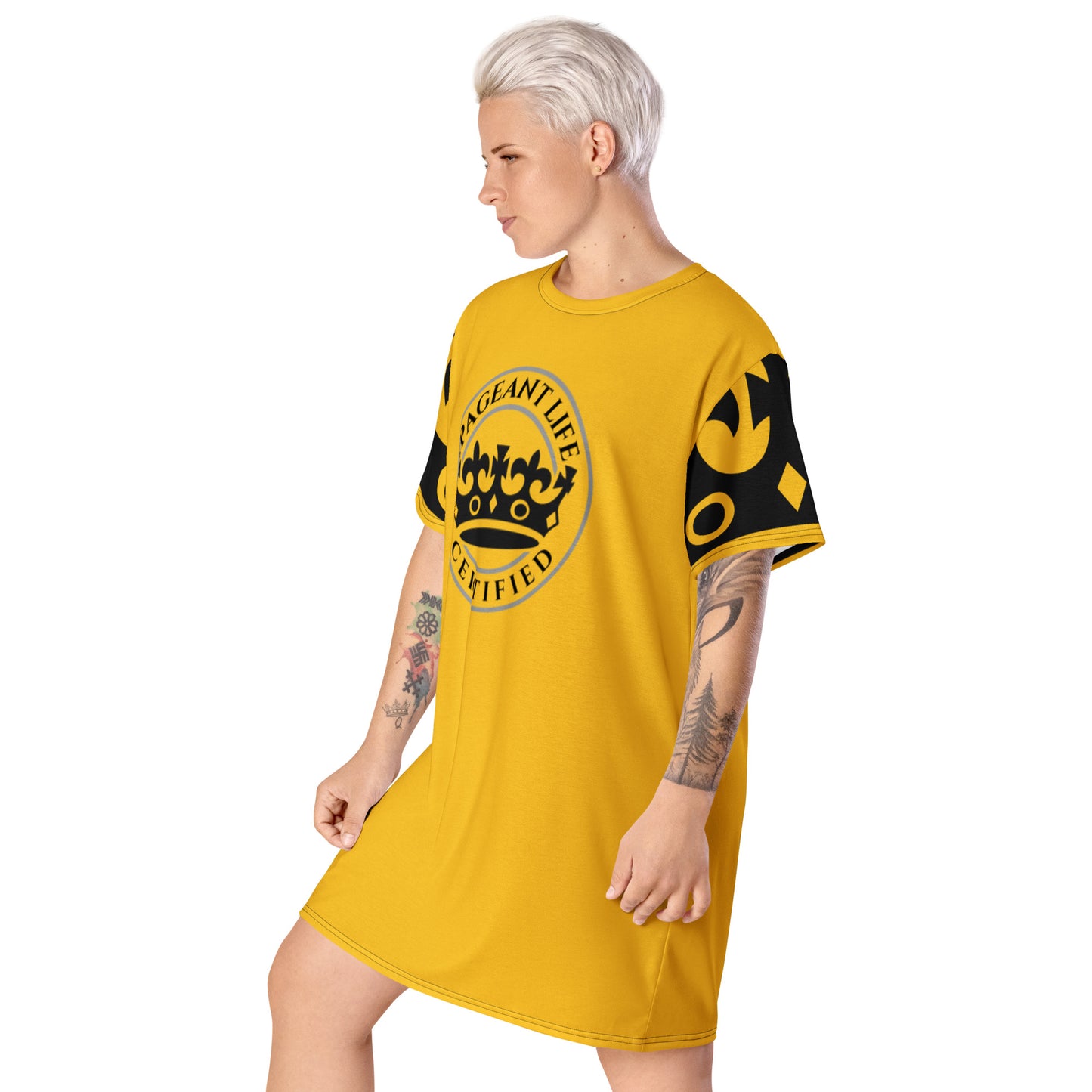 Black and Yellow Pageant Life Certified T-shirt dress