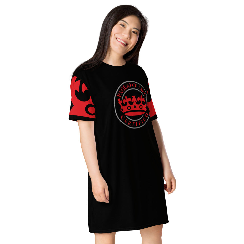 Red and Black Pageant Life Certified T-shirt dress