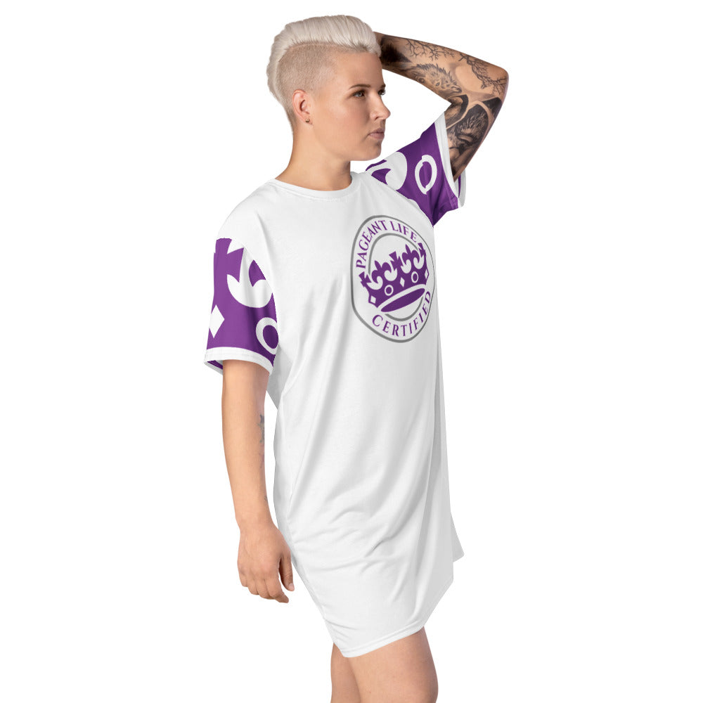 Purple and White Pageant Life Certified T-shirt dress