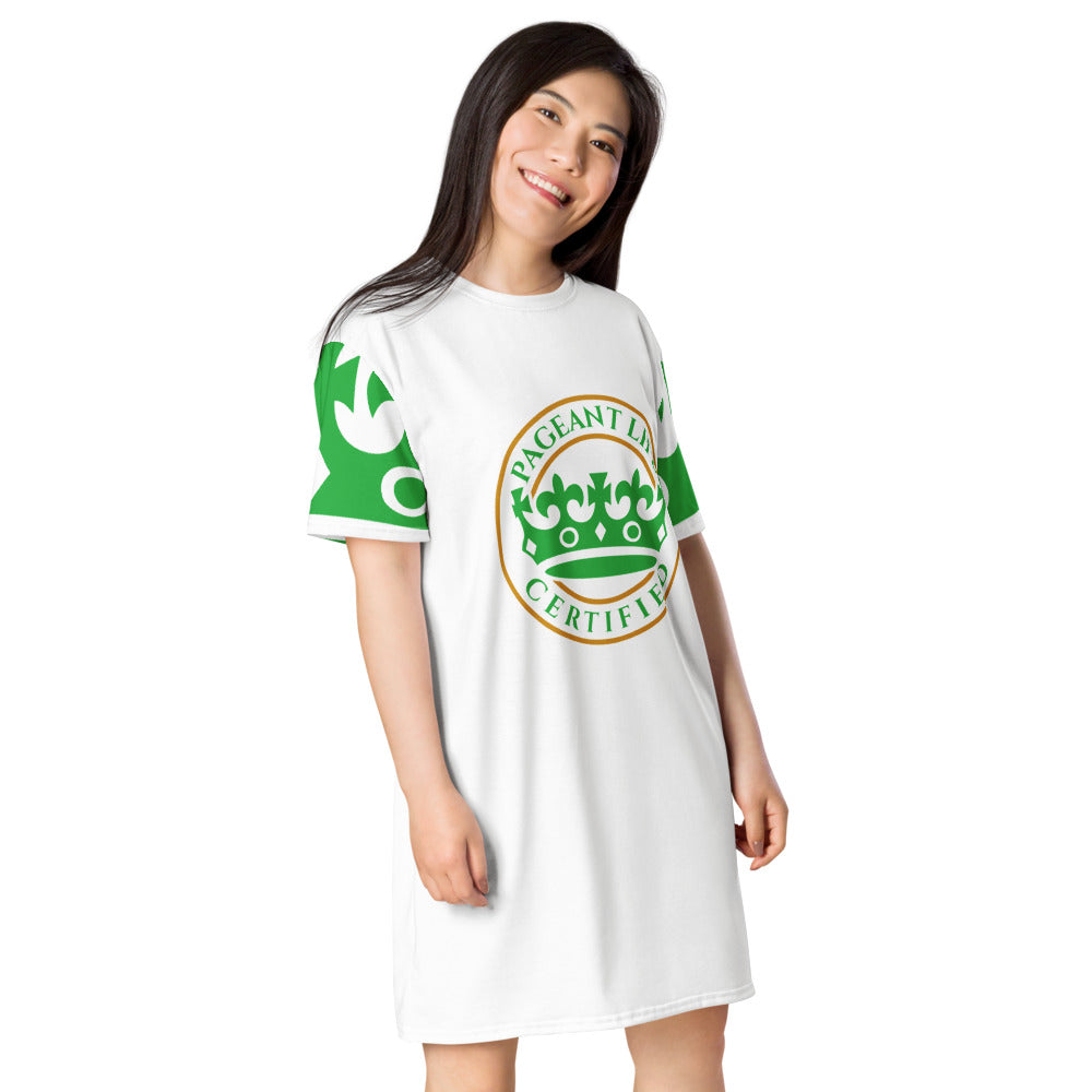 Green and White Pageant Life Certified T-shirt dress