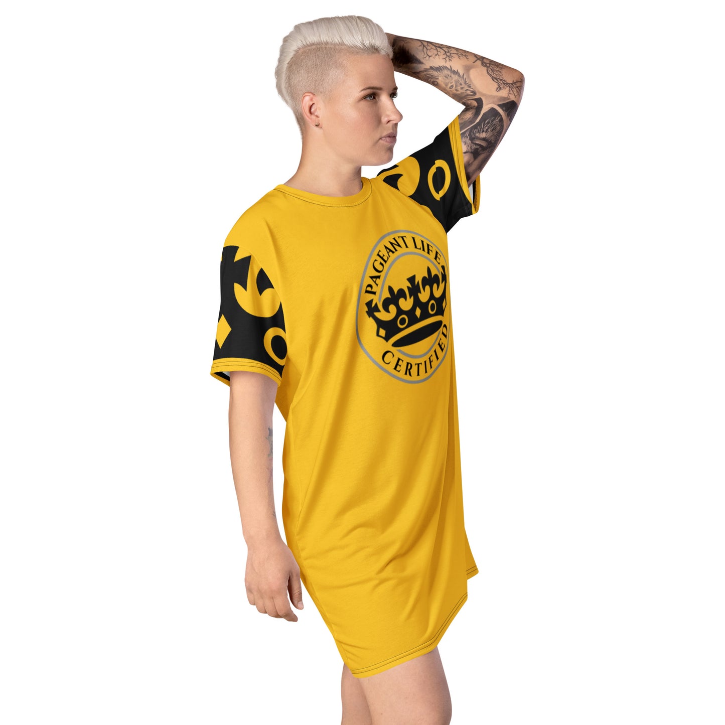 Black and Yellow Pageant Life Certified T-shirt dress