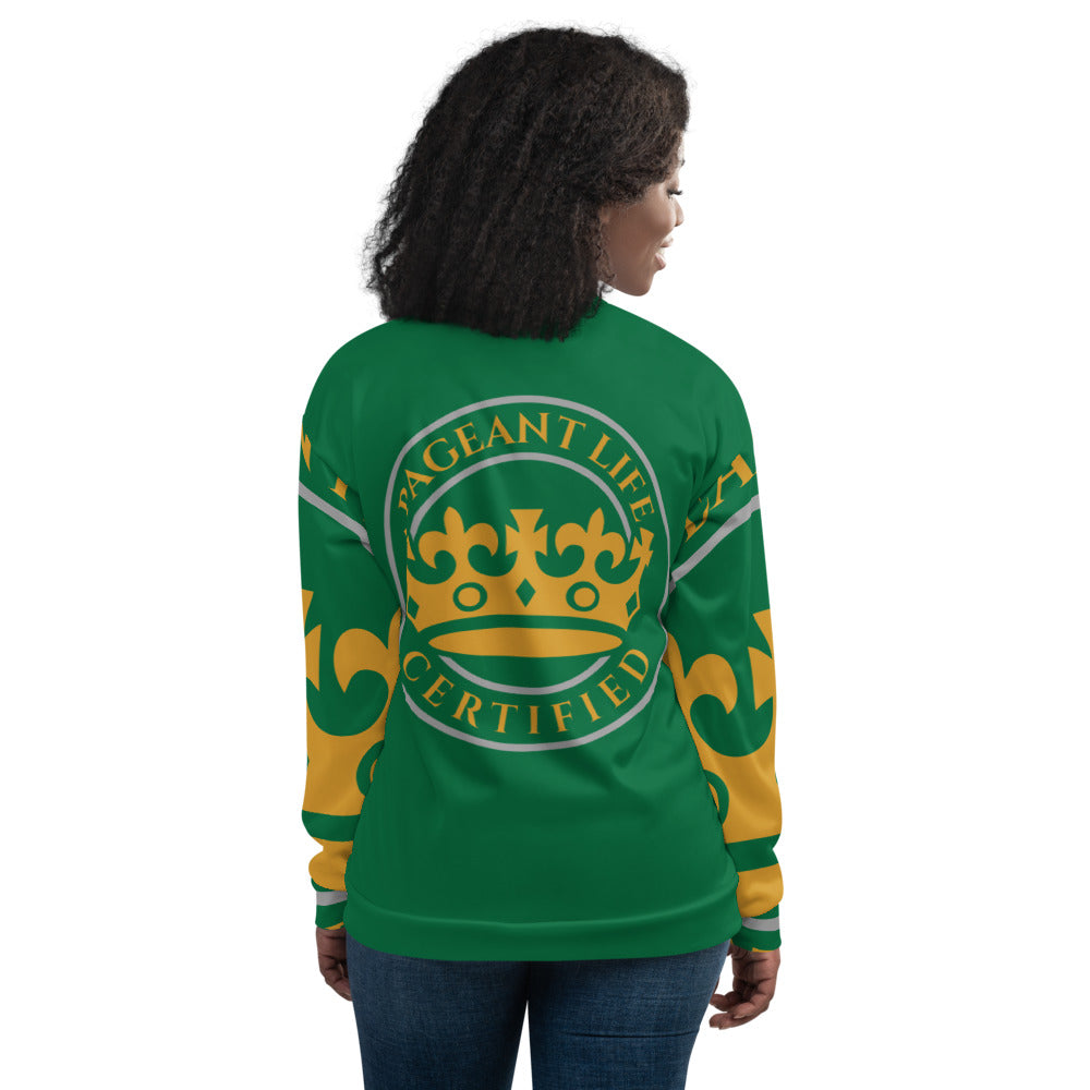 Green amd Gold Pageant Life Certified Unisex Bomber Jacket