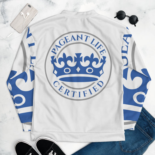 Blue and White Pageant Life Certified Unisex Bomber Jacket