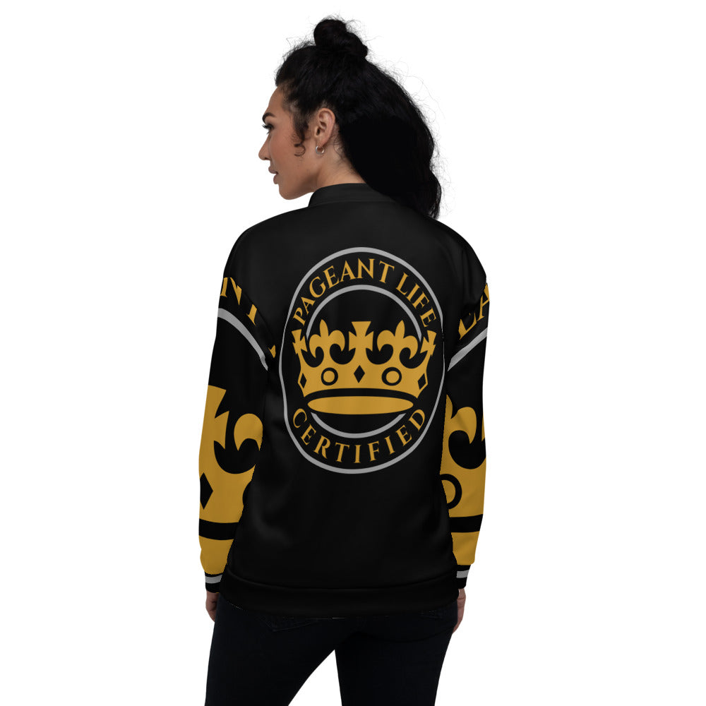 Black and Gold Pageant Life Certified Unisex Bomber Jacket