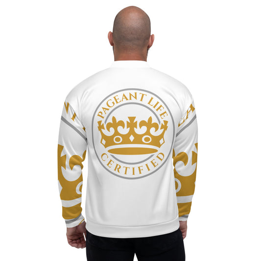 White and Gold Pageant Life Certified Unisex Bomber Jacket