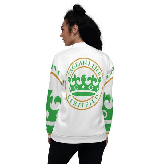 Green and White Pageant Life Certified Unisex Bomber Jacket