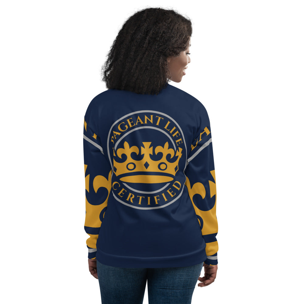 Navy and Gold Pageant Life Certified Unisex Bomber Jacket