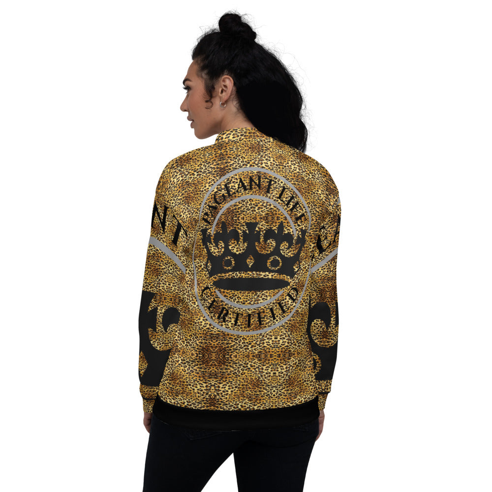 Black and Leopard Pageant Life Certified Unisex Bomber Jacket