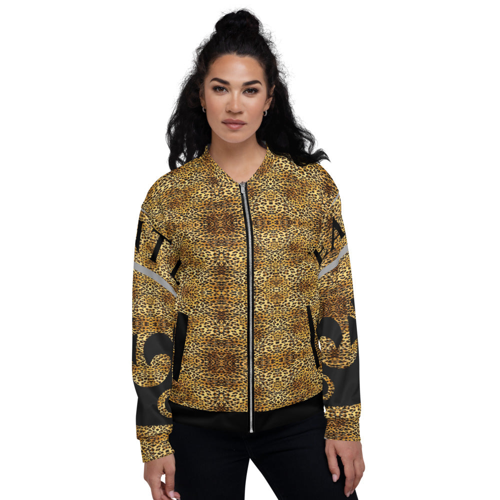 Black and Leopard Pageant Life Certified Unisex Bomber Jacket