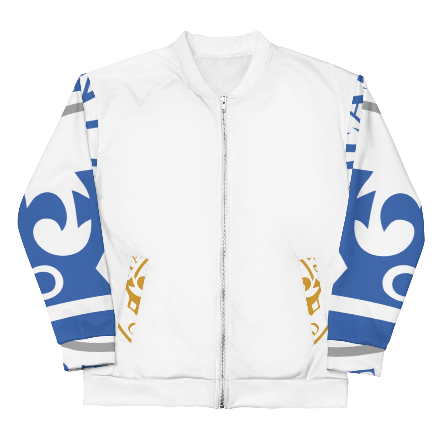 Blue Gold and White Pageant Life Certified Unisex Bomber Jacket