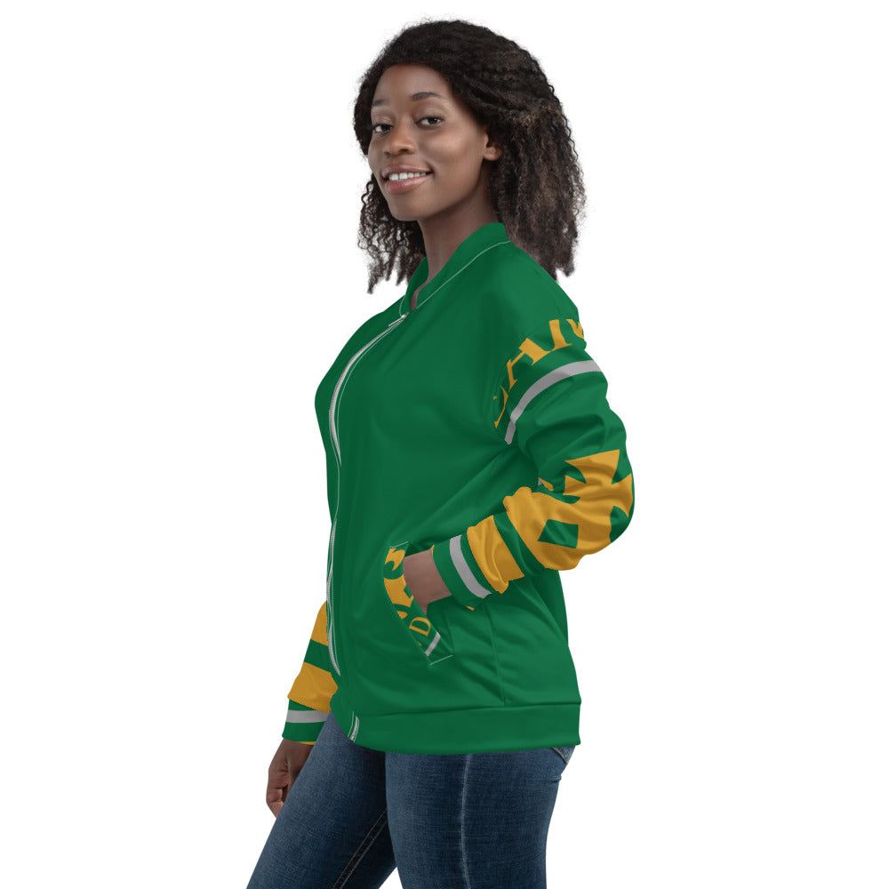 Green amd Gold Pageant Life Certified Unisex Bomber Jacket