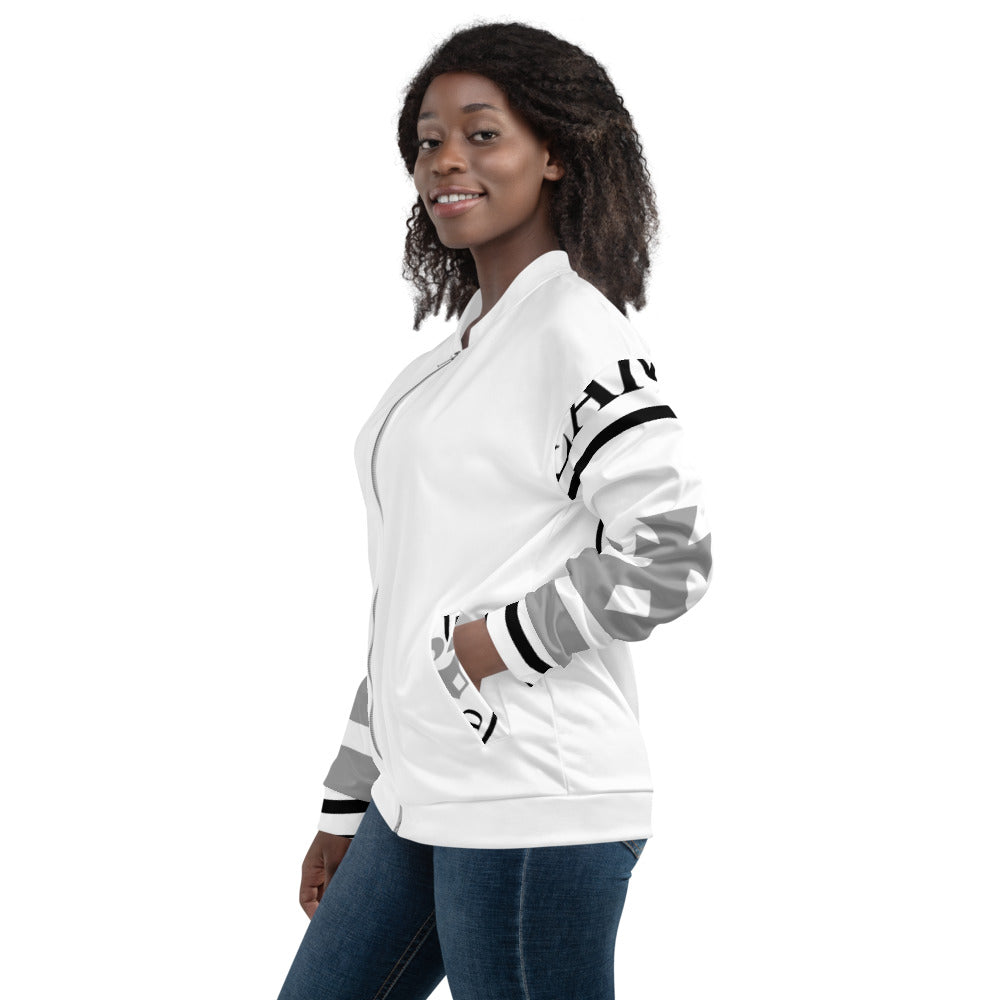 White and Silver Pageant Life Certified Unisex Bomber Jacket