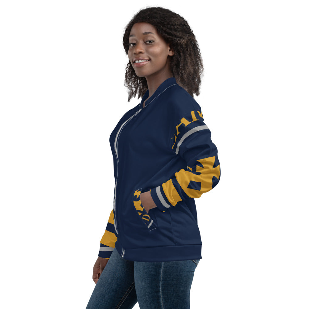 Navy and Gold Pageant Life Certified Unisex Bomber Jacket