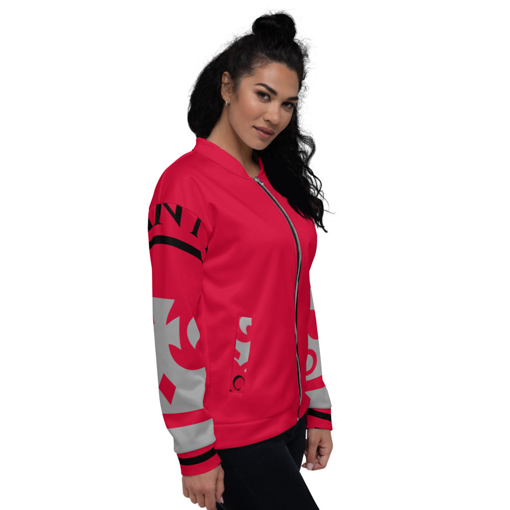 Red and Silver Pageant Life Certified Unisex Bomber Jacket
