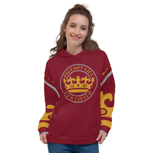 Burgundy and Gold Pageant Life Certified Unisex Hoodie