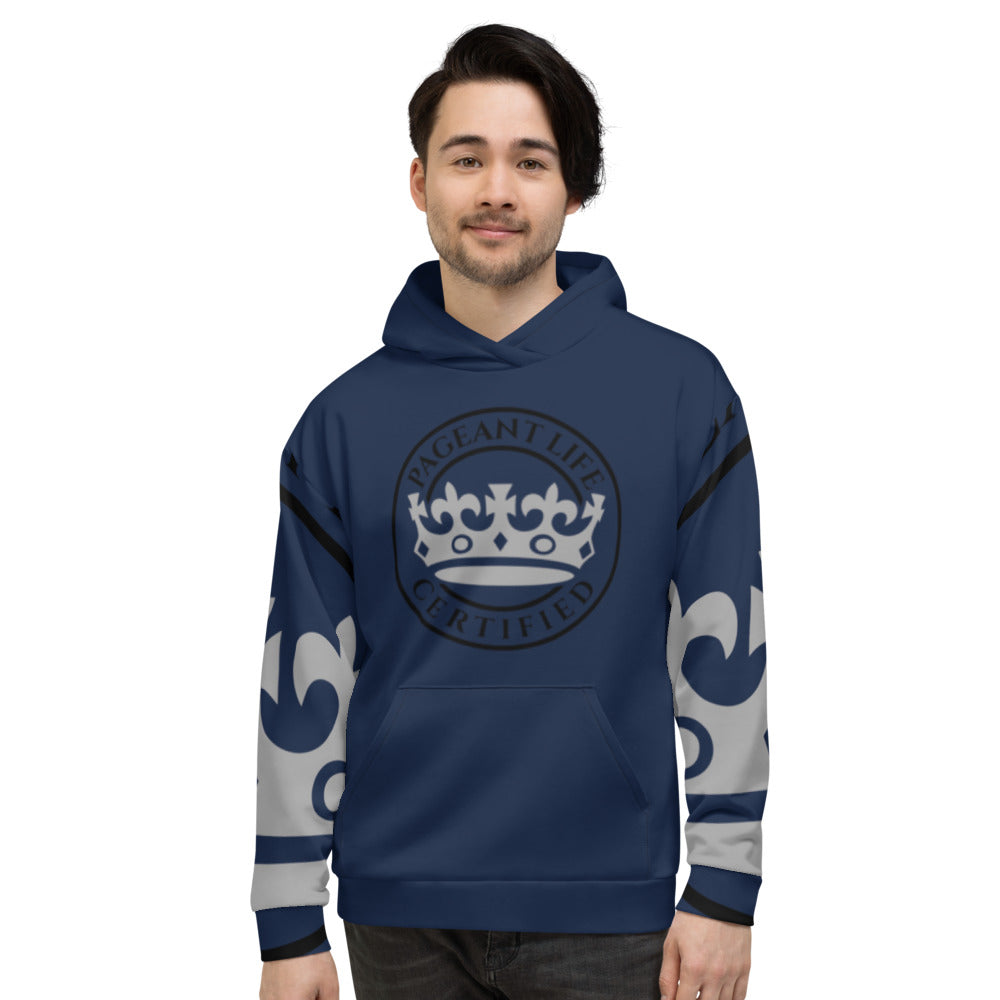 Silver and Dark Blue Pageant Life Certified Unisex Hoodie