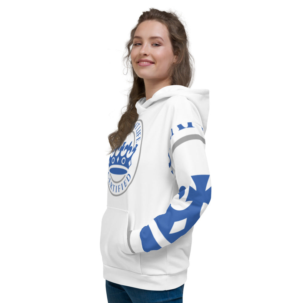 Blue and White Unisex Hoodie