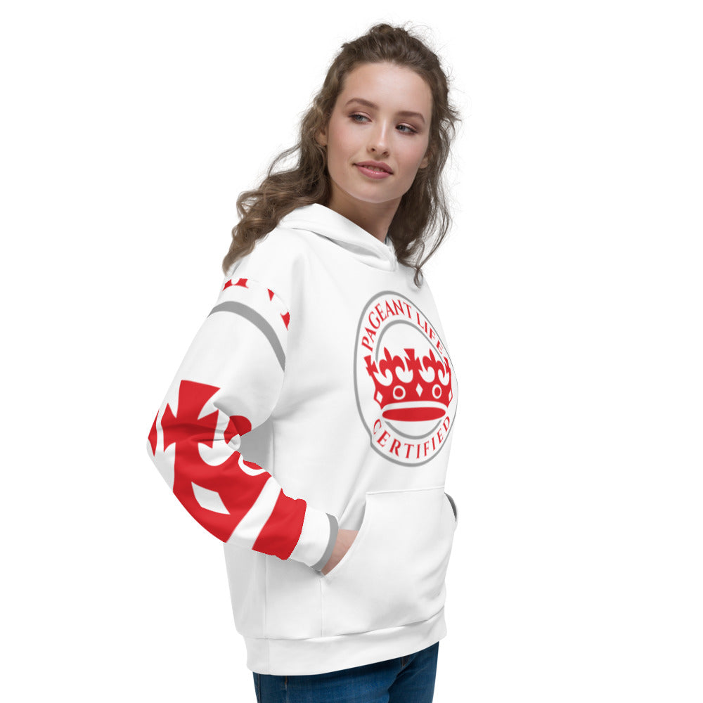Red and White Pageant Life Certified Unisex Hoodie